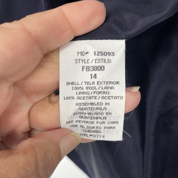 Sag Harbor Navy 100% Wool Blazer Women's Size 14 Classic Career Jacket - Picture 8 of 13